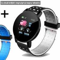 Set Smartwatch+2curele: Negru/Blue. Apeluri, mesaje, notificări.Sport