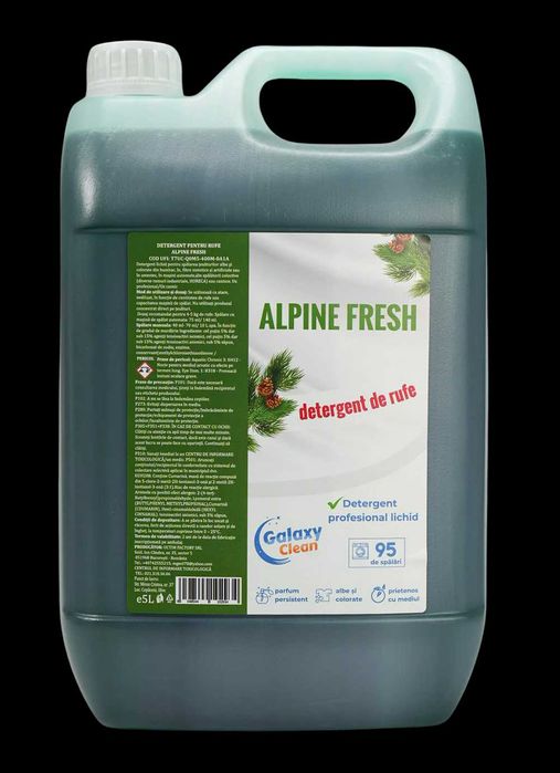 Detergent lichid de rufe concentrat, Alpine Fresh, 95 de spalari, 5L