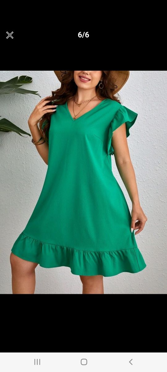 Rochie  verde  vaporoasa