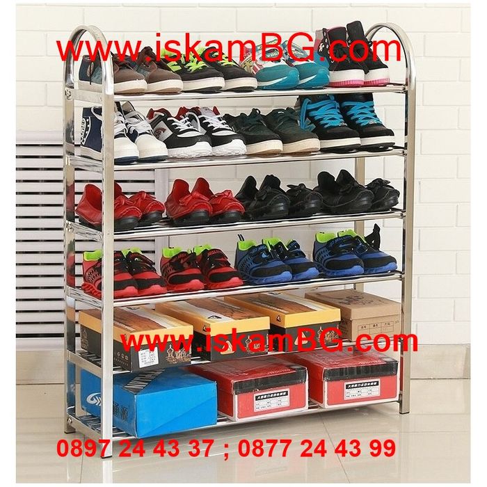Стелаж за Обувки метален на 4, 5 и 6 нива, Стабилна етажерка за обувки