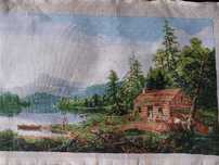 Goblen 32x52 Cabana pescarului langa lac
