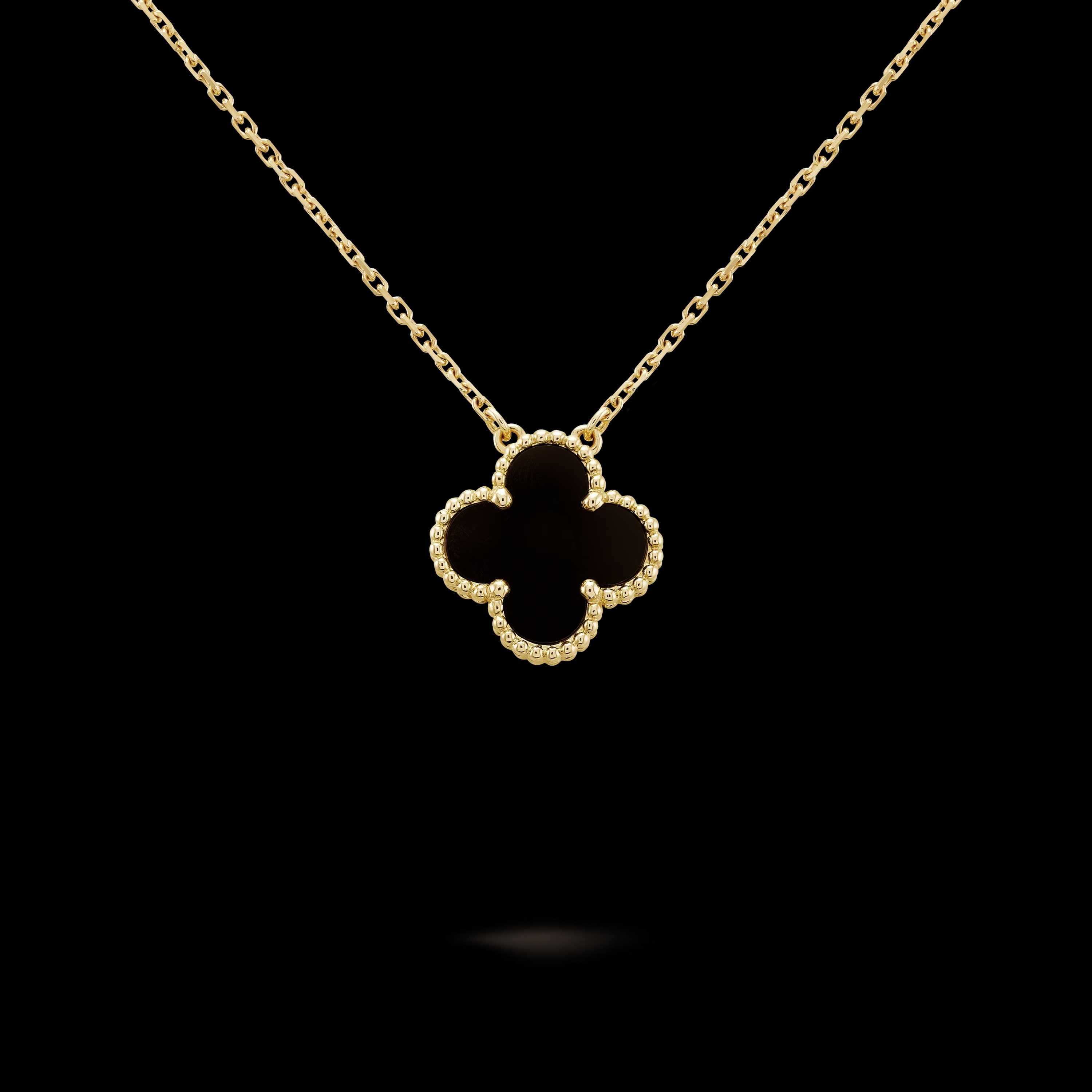 Van Cleef & Arpels VCA Gold Black Alhambra 1 Motif Clover Дамско Колие