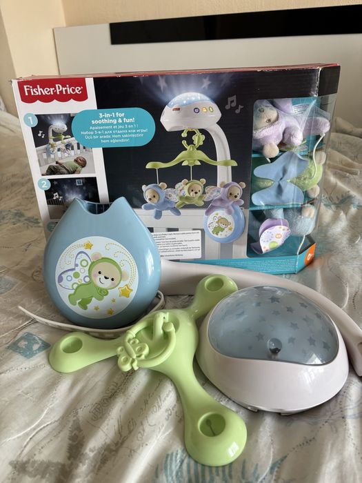 Fisher Price Музикална въртележка за легло МЕЧЕТА-ПЕПЕРУДИ
