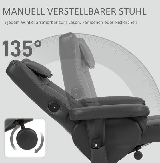 Масажен кожен фотьойл с табуретка, опция сън