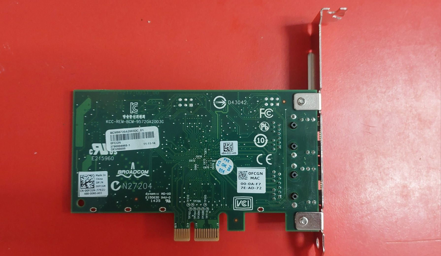 Placa Retea Server/Nas/Ws Originala Dell Broadcom 5720 Dual 1GbE 0FCGN