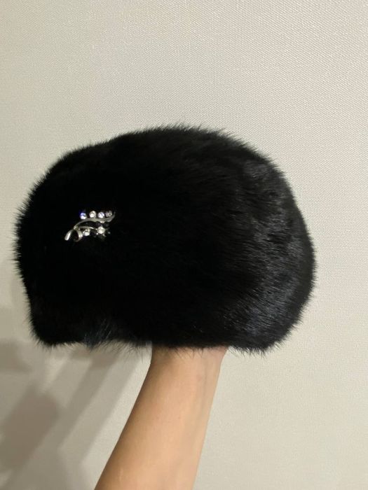 Шапка норковая женская черная (россия)
