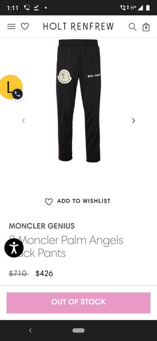 MONCLER X PALM ANGELS Italy Pant  50/ L НОВО! ОРИГИНАЛ! Мъжко Долнище!