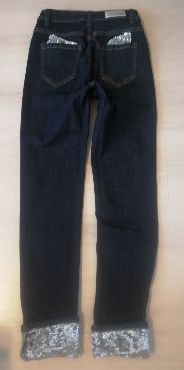 Blugi skinny cu aplicații, talie medie, mărimea 34, indigo
