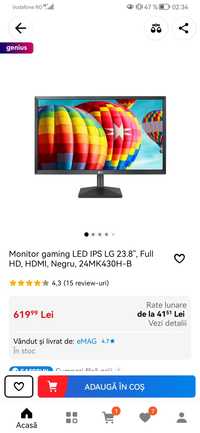 Monitor gaming LED IPS LG 23.8", Full HD
