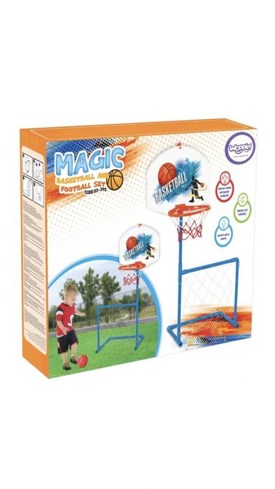 Set 2 in 1 Cos baschet/Poarta fotbal/Minge, Woopie, 79 x 62 x 121 cm