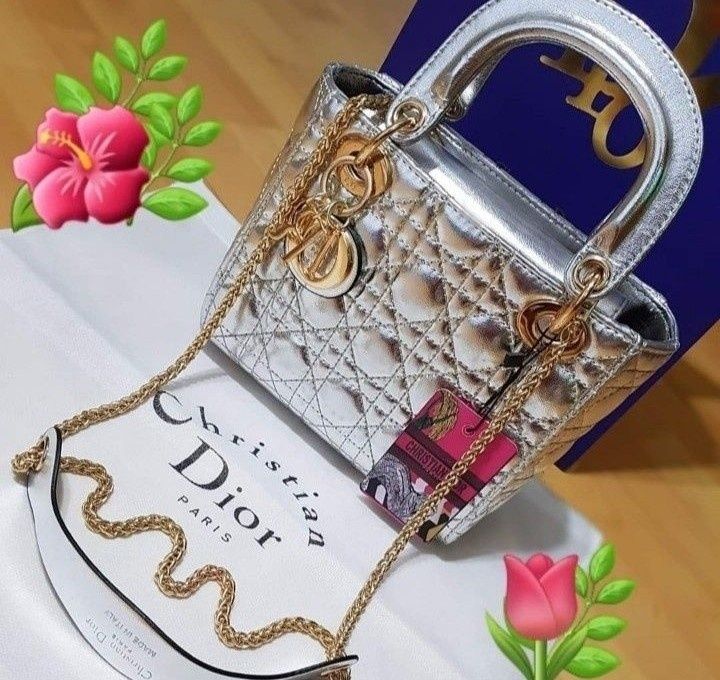 Geanta Dior Medium Silver,France,saculet, etichetă
