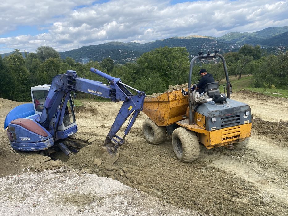 Inchiriere utilaje . Buldo excavator , compactor, autobasculante