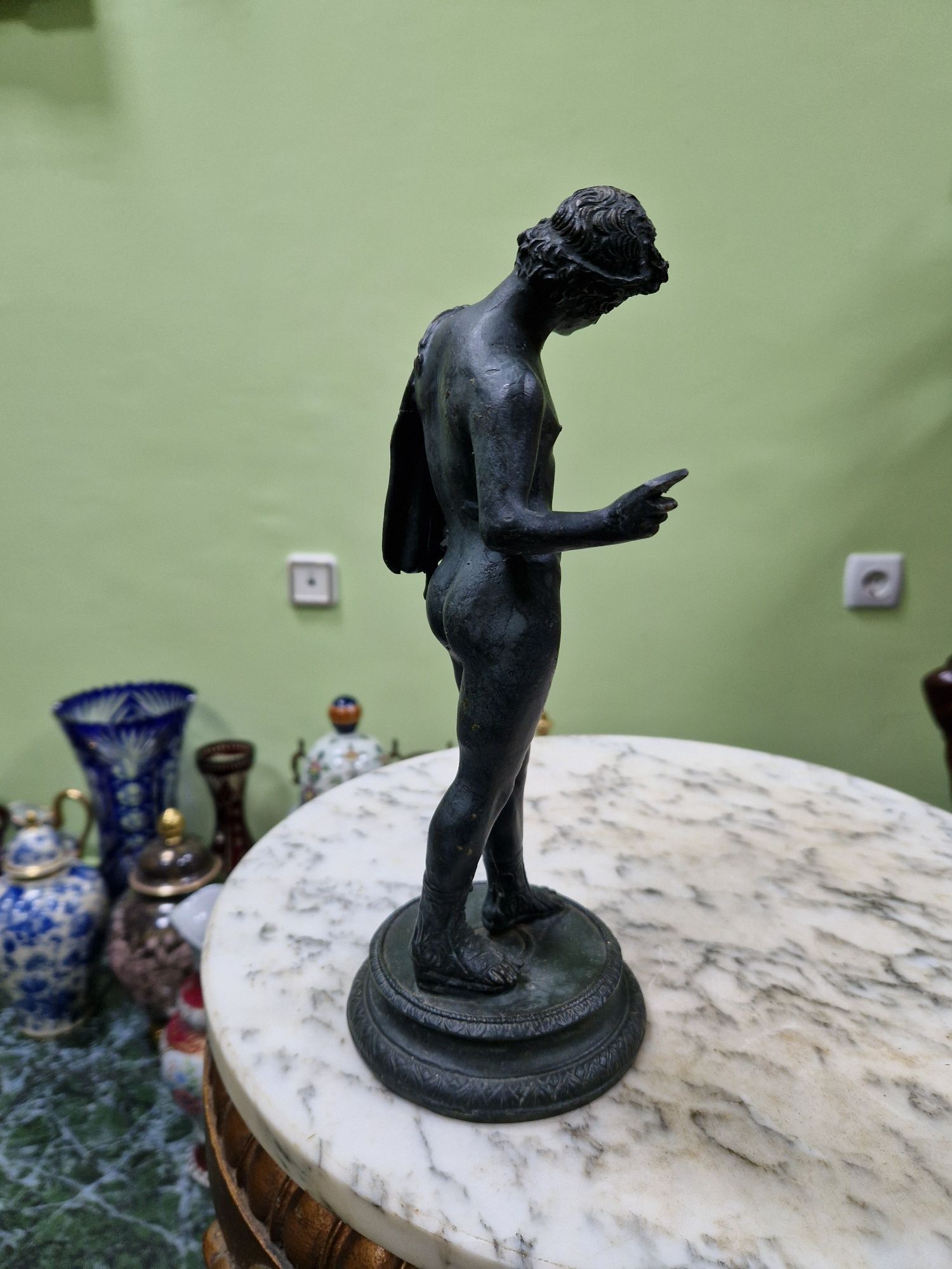 Стара страхотна антикварна френска бронзова фигура статуетка
