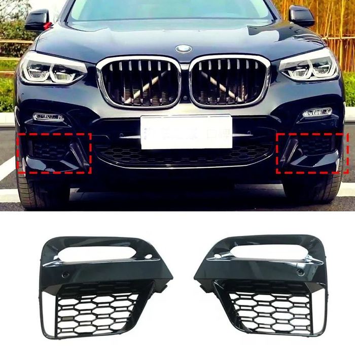 Grila bara protectie, spoiler Bmw X3 (G01), 06.2017-07.2021; X4 (G02), 03.2018-, model: pachet, M, montare fata, stanga, gaura senzor parcare; gauri proiectoare, RapidAuto