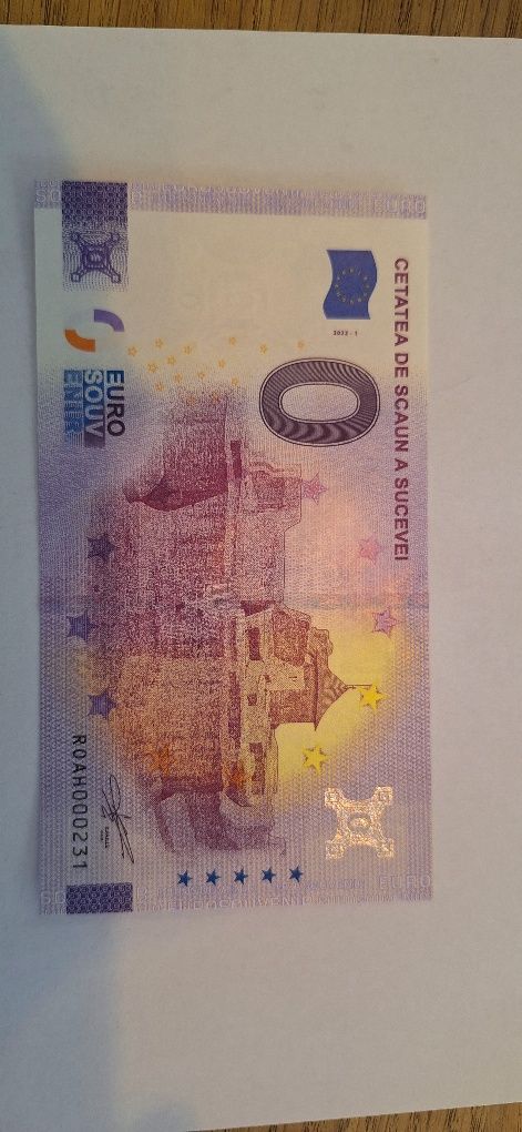 Vand bancnota suvenir Cetatea de Scaun a Sucevei zero euro