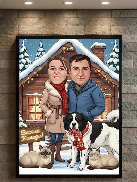 Коледни карикатури + подарък рамка