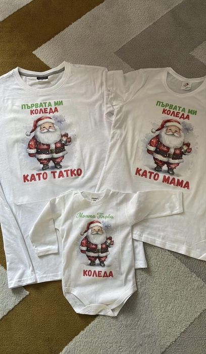 Комлекти тениски за коледа за фотосесия коледни тениски за всички