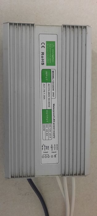 Transformator/Sursa  LED 12V 250W  21A  caseta metalica IP67