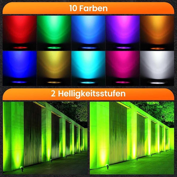 Комплект от 8 RGB градински прожектори с дистанционно управление