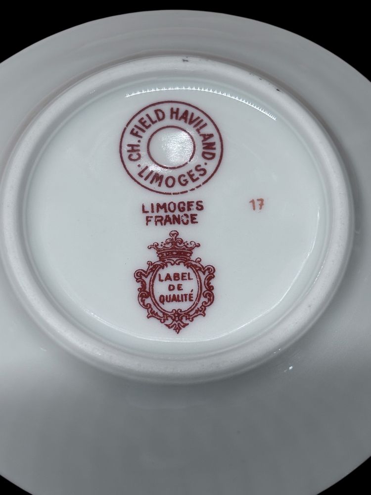 Set 6 cești cafea Limoges France, porțelan fin, aur 24k, vintage 1941
