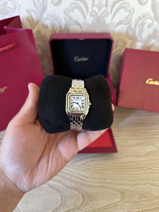 Cartier Panthere Diamond часы женские 27 мм, безель покрыт бриллиантом