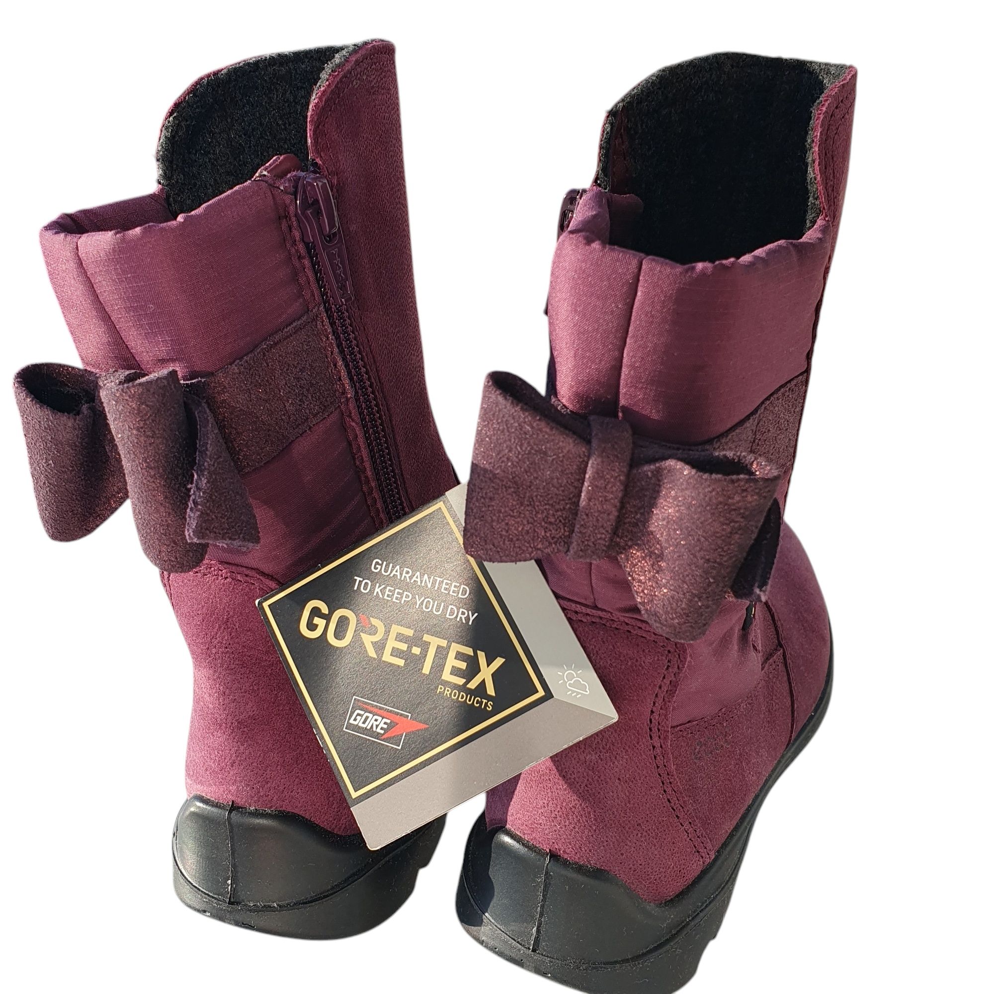 Cizme noi Ecco 30, din piele, impermeabile, Gore-Tex, roz 20 cm inter.