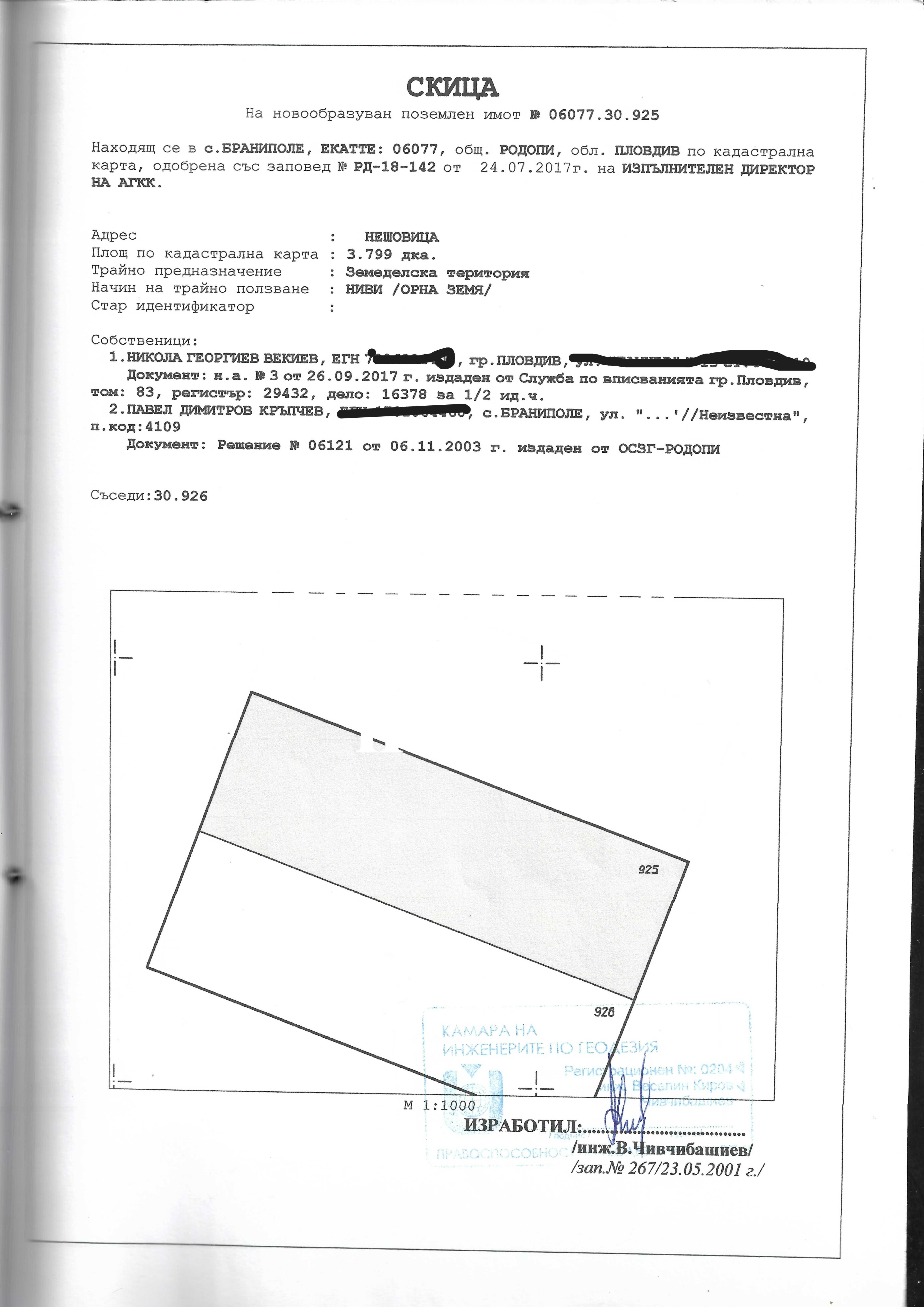 Продавам земеделски имот в с. Браниполе