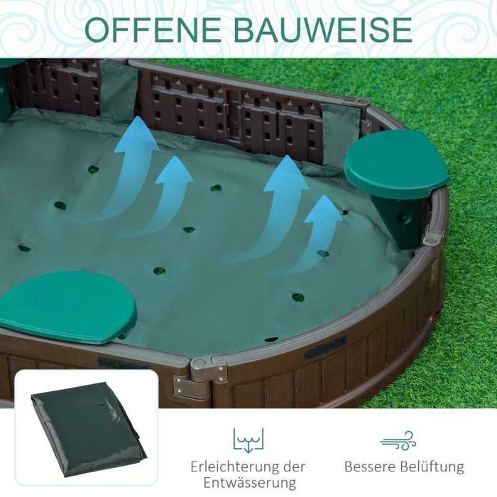 Детски пясъчник Outsunny, включително капак, 4 места