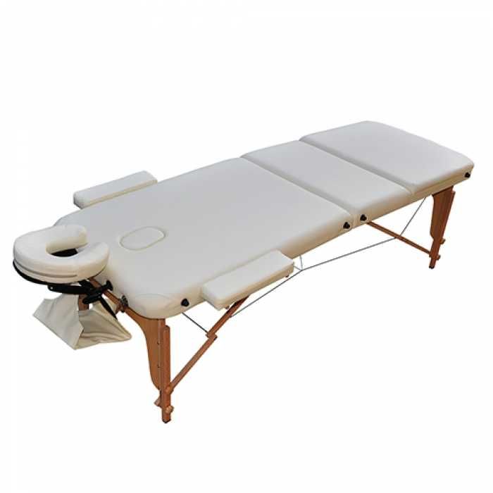 Дървена масажна маса / кушетка с 3 зони Zet-1047 размер L кремава