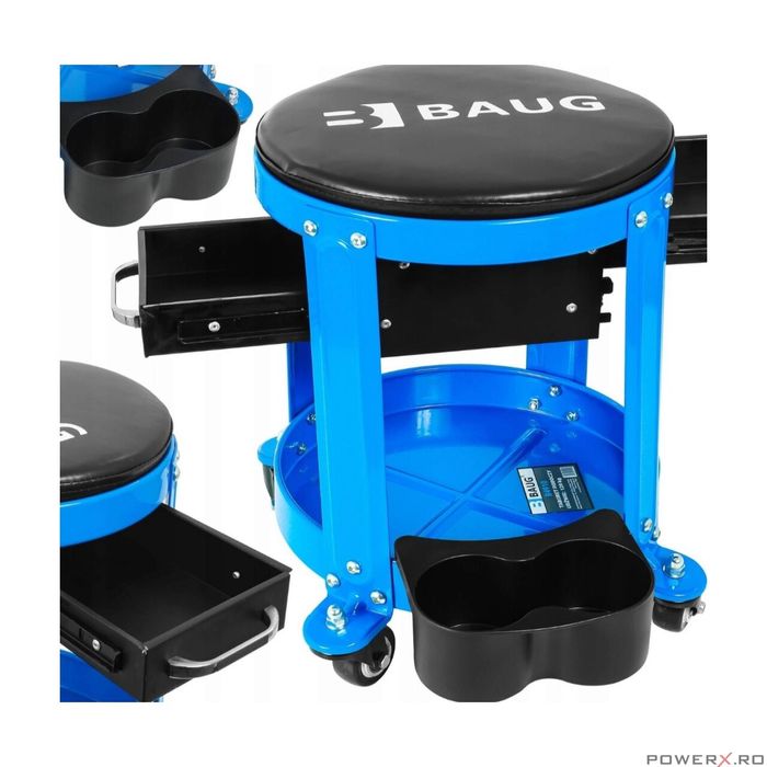 Taburet de lucru cu sertare pentru depozitare scule Baug
