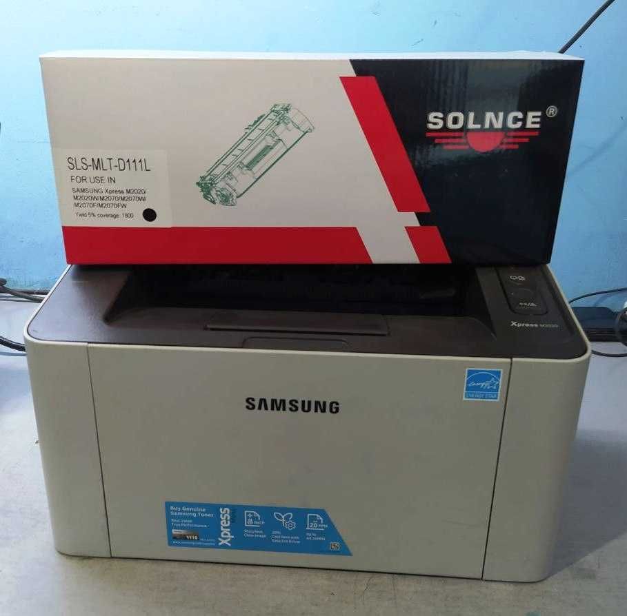 Принтер SAMSUNG M2020 (Ч/Б, USB, Картридж новый, шнуры в комплекте)