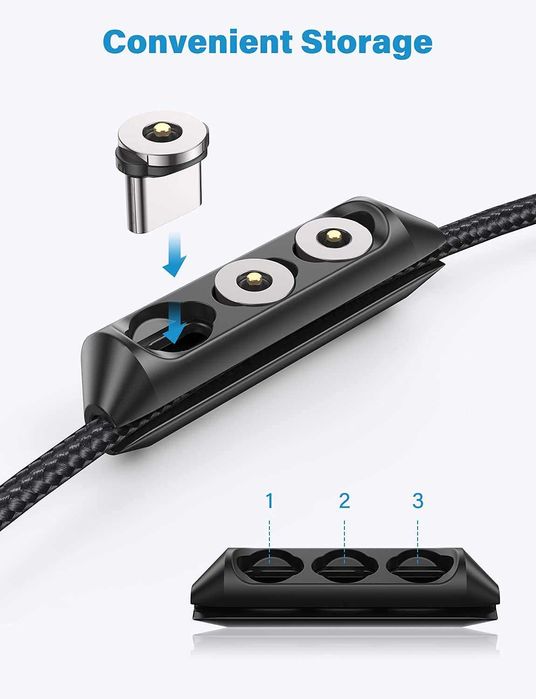Комплект от 6 Магнитни кабела за зареждане USB-C въртящ се на 360°