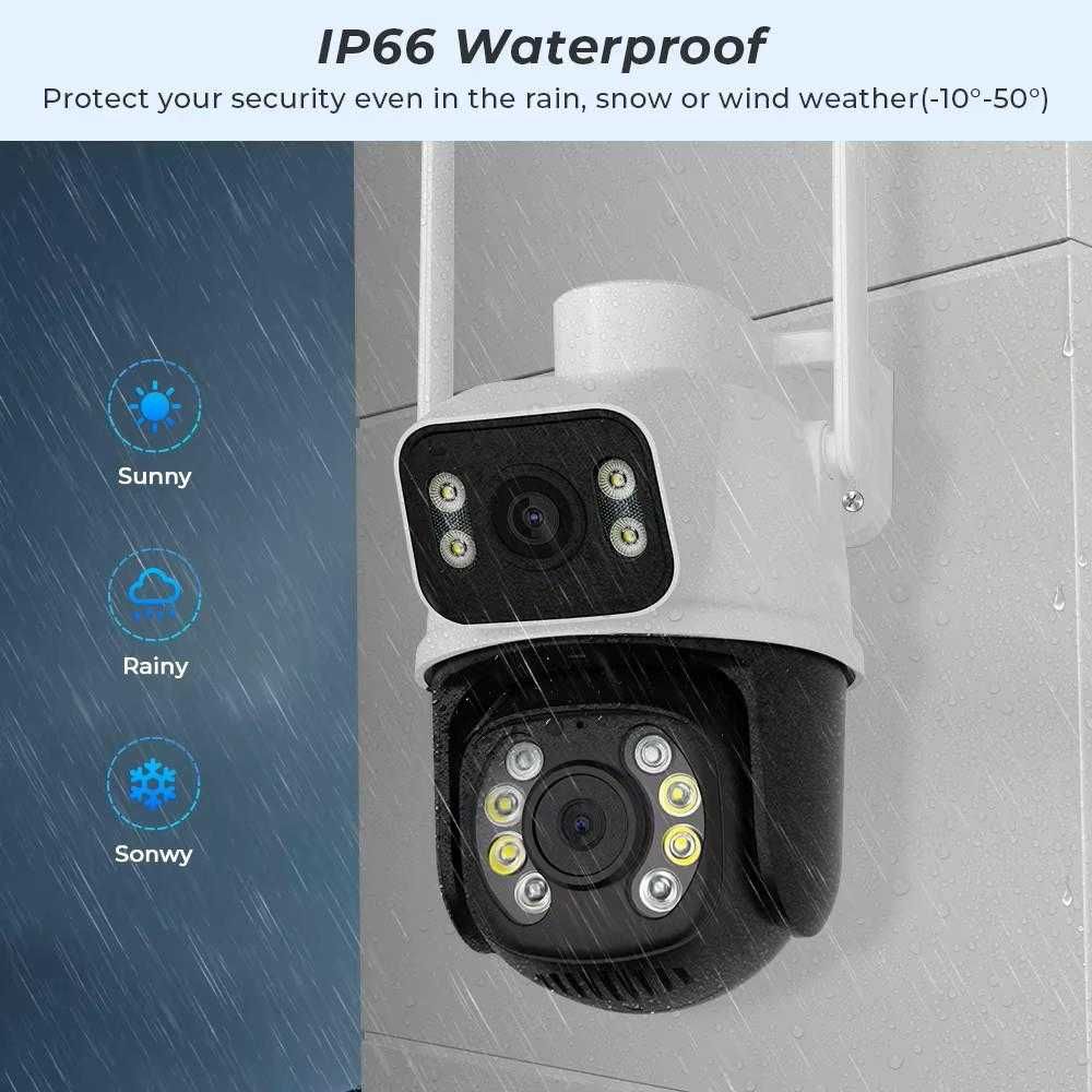Водоустойчива Двойна Камера 360 Градуса ICSEE Wi-Fi с 8MP и AI функция