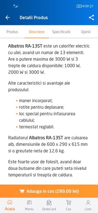 Calorifer electric Albatros 13 elemenți