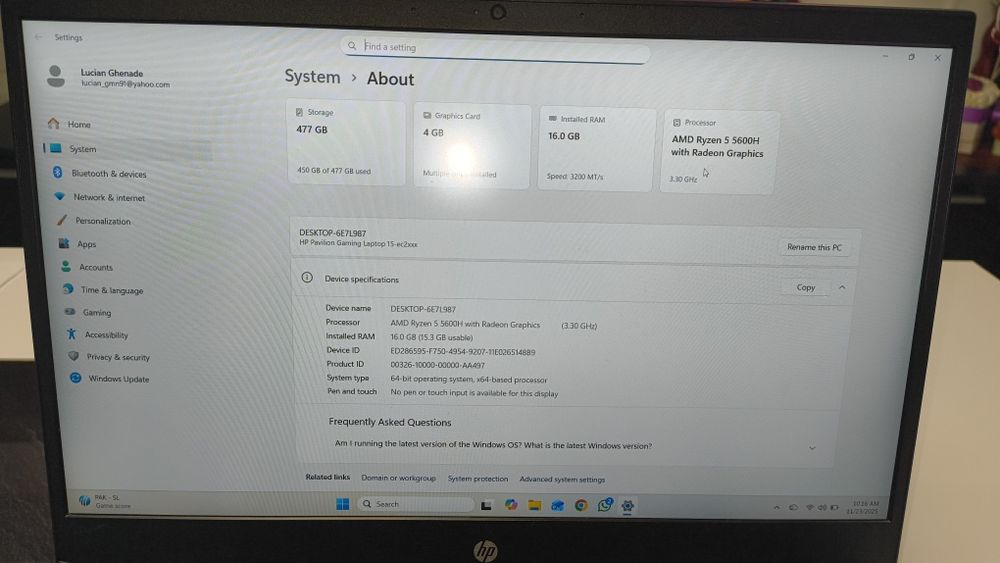 Laptop gaming HP 15 ca nou