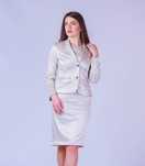Сребрист дамски костюм, рокля и сако, Etere, с етикет