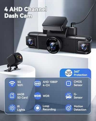 Нова Камера кола 4CH 360° WiFi IR нощна визия 64GB Dashcam автомобил