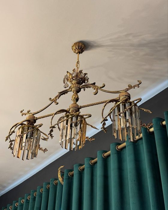candelabru bronz masiv- cristal
