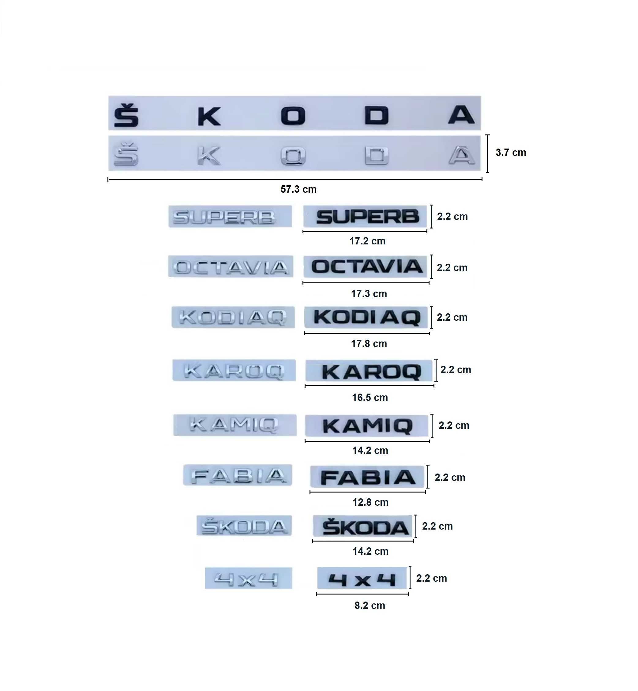 Emblema mare SKODA embleme Kamiq Karoq Kodiaq Octavia Fabia Superb 4x4