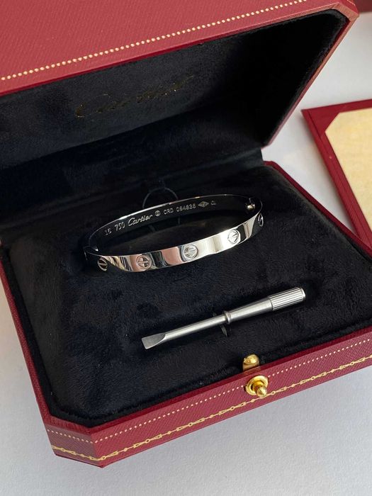 Brățară Cartier LOVE 16 aur alb 750 cu cutie