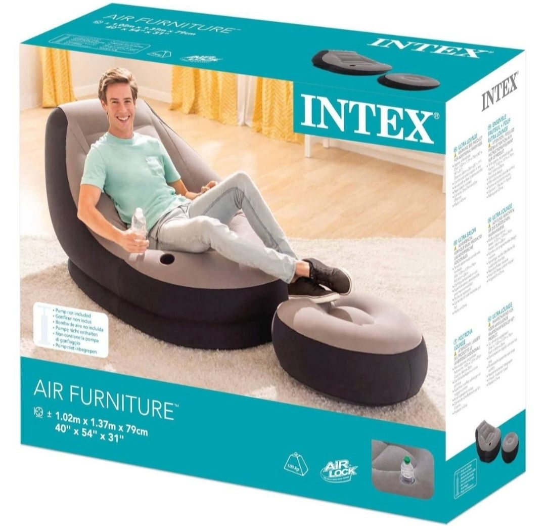 Надувное кресло с пуфиком Intex 68564 Ultra Lounge