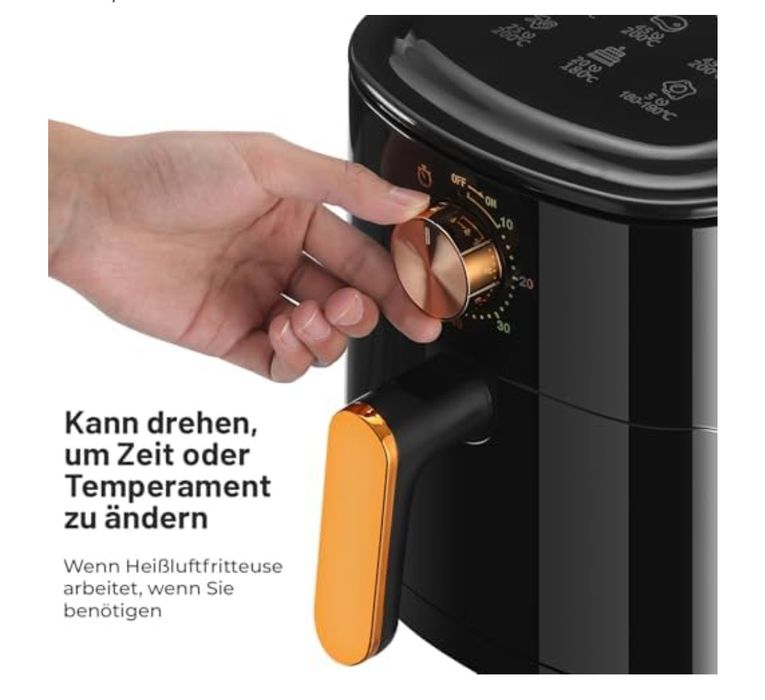 Air flyer Oyajia Friteuză cu aer cald de 5,5 l cu buton rotativ