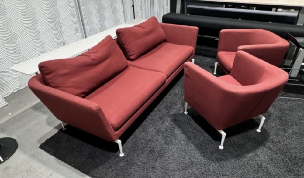 Диван Vitra + 2 фотьойла, червен внос от германия