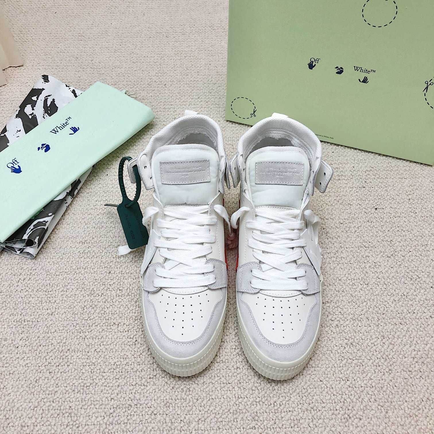 Adidasi OFF WHITE - High White Sneakers Premium din Piele Full Box NOI
