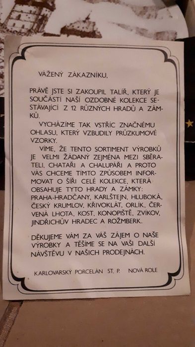 Farfurie portelan Bohemia, Cehoslovacia, de colectie (diametru=24cm)