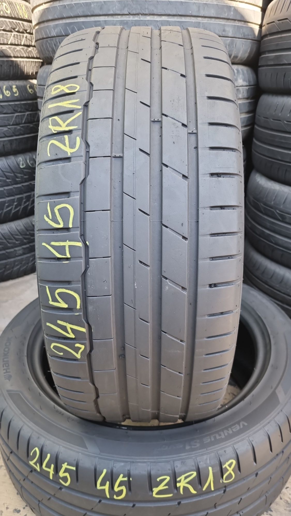 2 Anvelope Vară Hankook 245 45 ZR18 Stare Impecabilă DOT 0421.