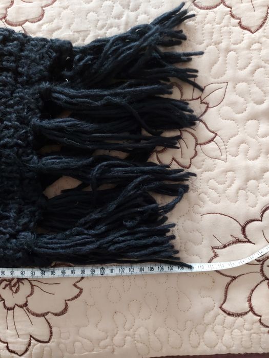 Fular împletit, culoare negru, 110×25
