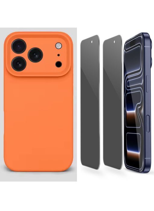 Husa Classic Alcantara + Folie Sticla Privacy  Iphone 17/AIR/PRO/MAX