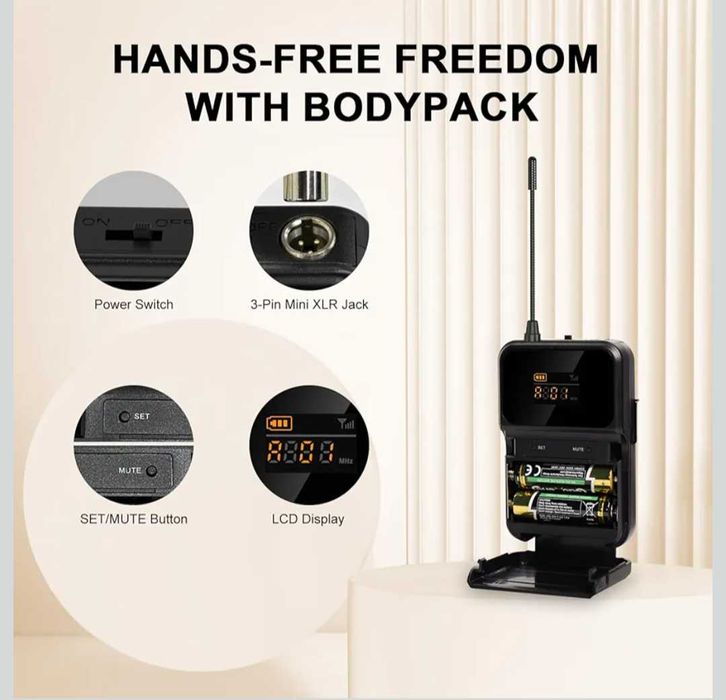 MELONARE MWM-41-2H2B 4-канална безжична микрофонна система UHF