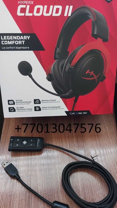 Дёшево USB Hyperx звуковая и удлинитель, новое из упаковки наушников